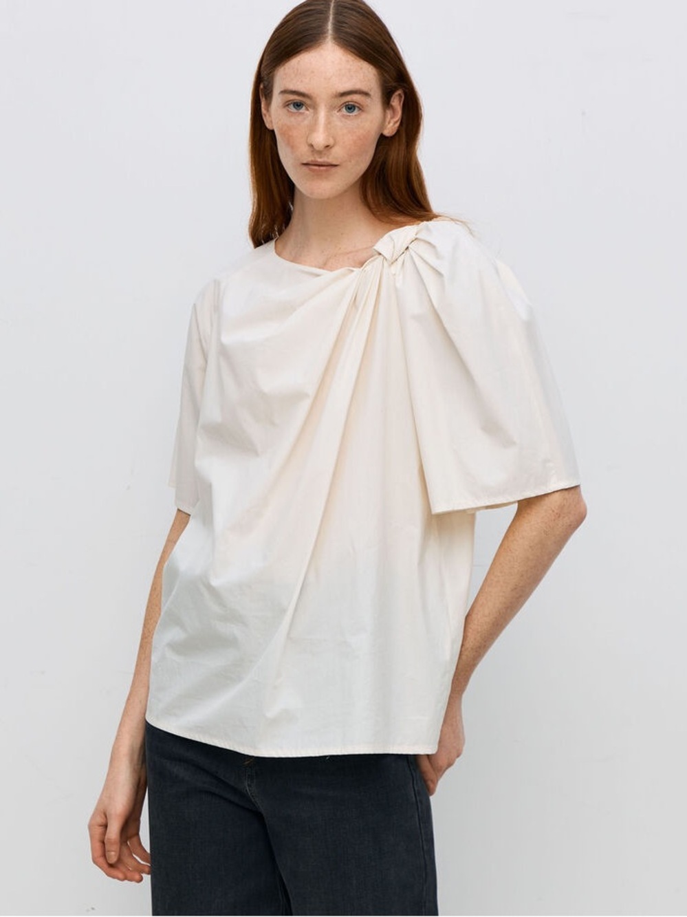 Christian Wijnants Antwerp Ivory Tadla Twisted Sleeve Poplin Top Size 40/L